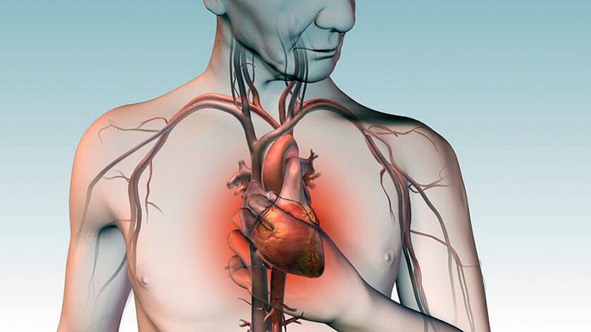 Pain under the shoulder and oppressive pain behind the sternum with heart disease